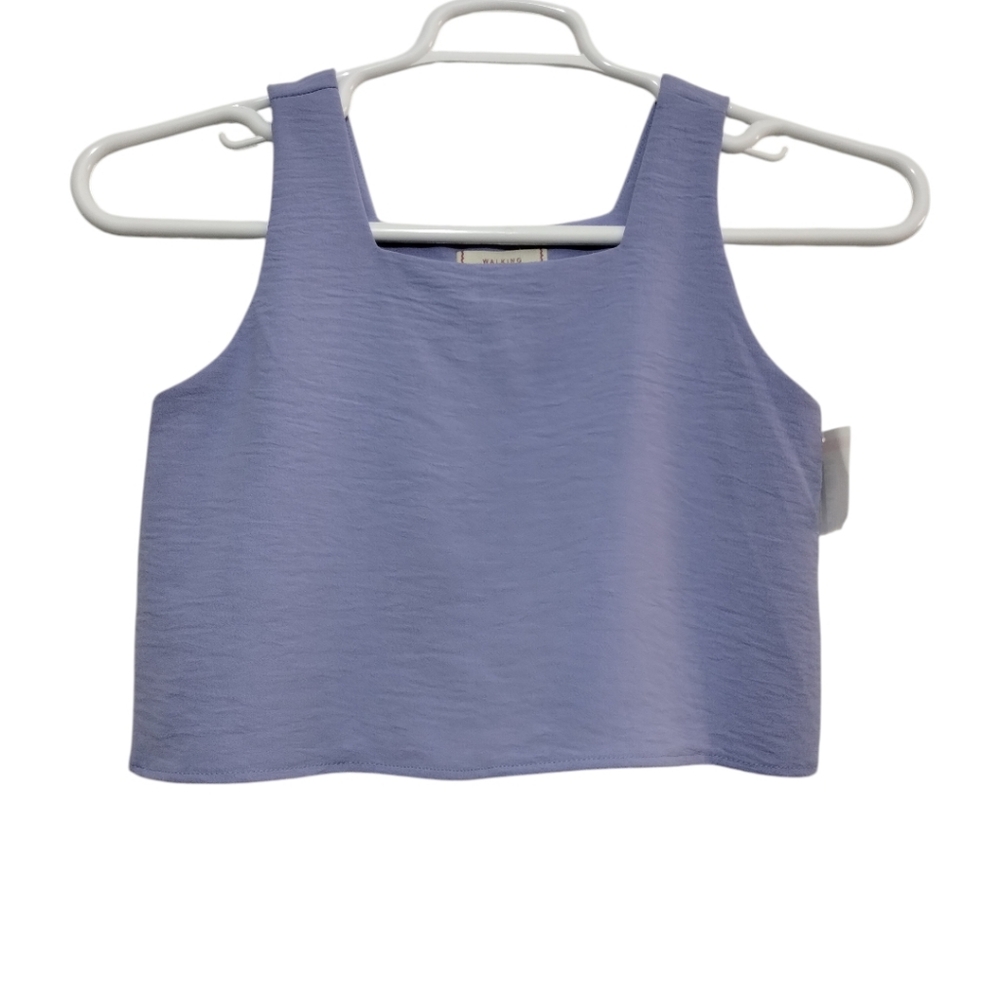 Walking on Sunshine Crop Top Womens L Square Neck Preppy